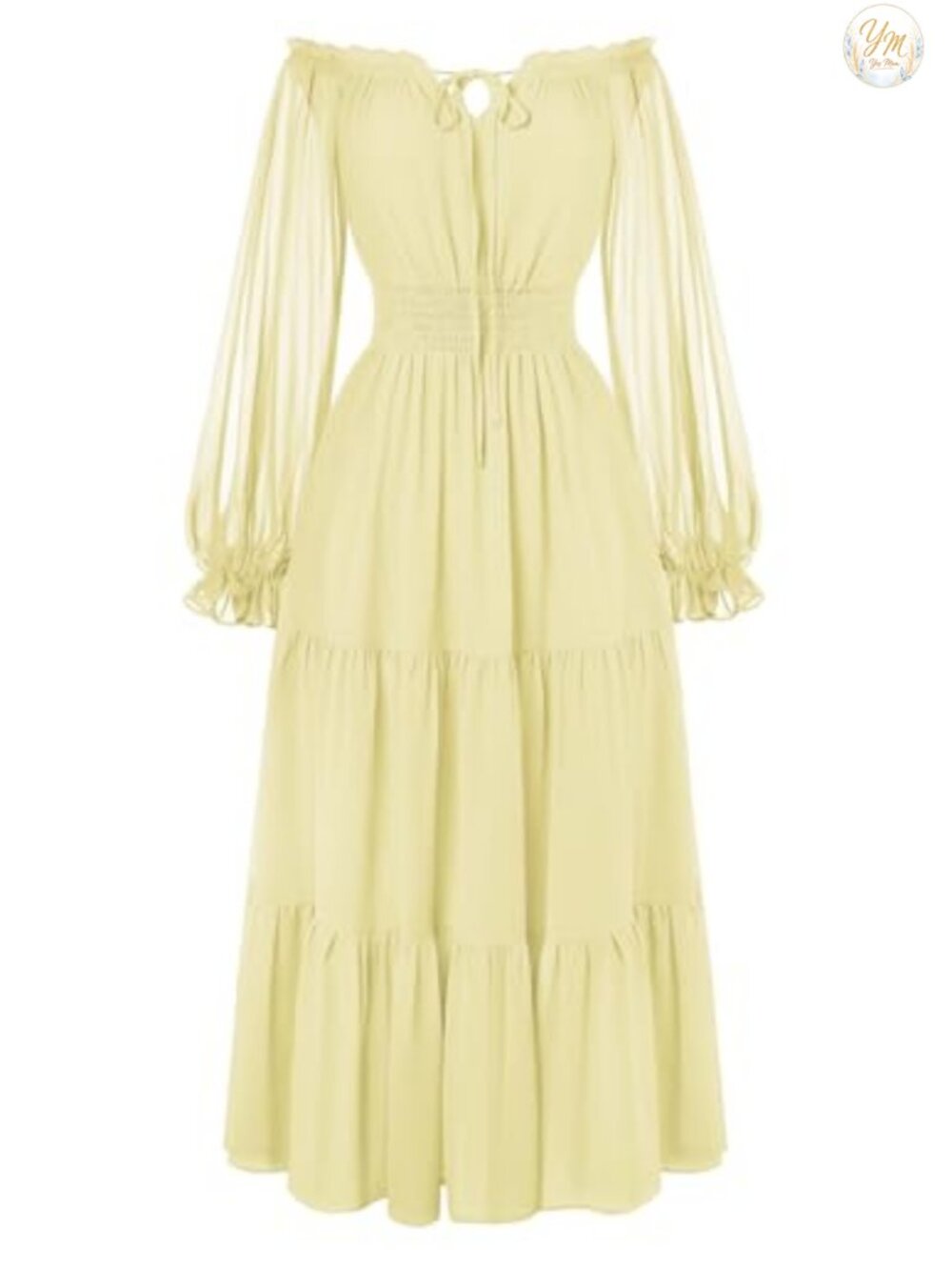 Renaissance Chiffon Maxi Dress Off Shoulder Split Sleeve
